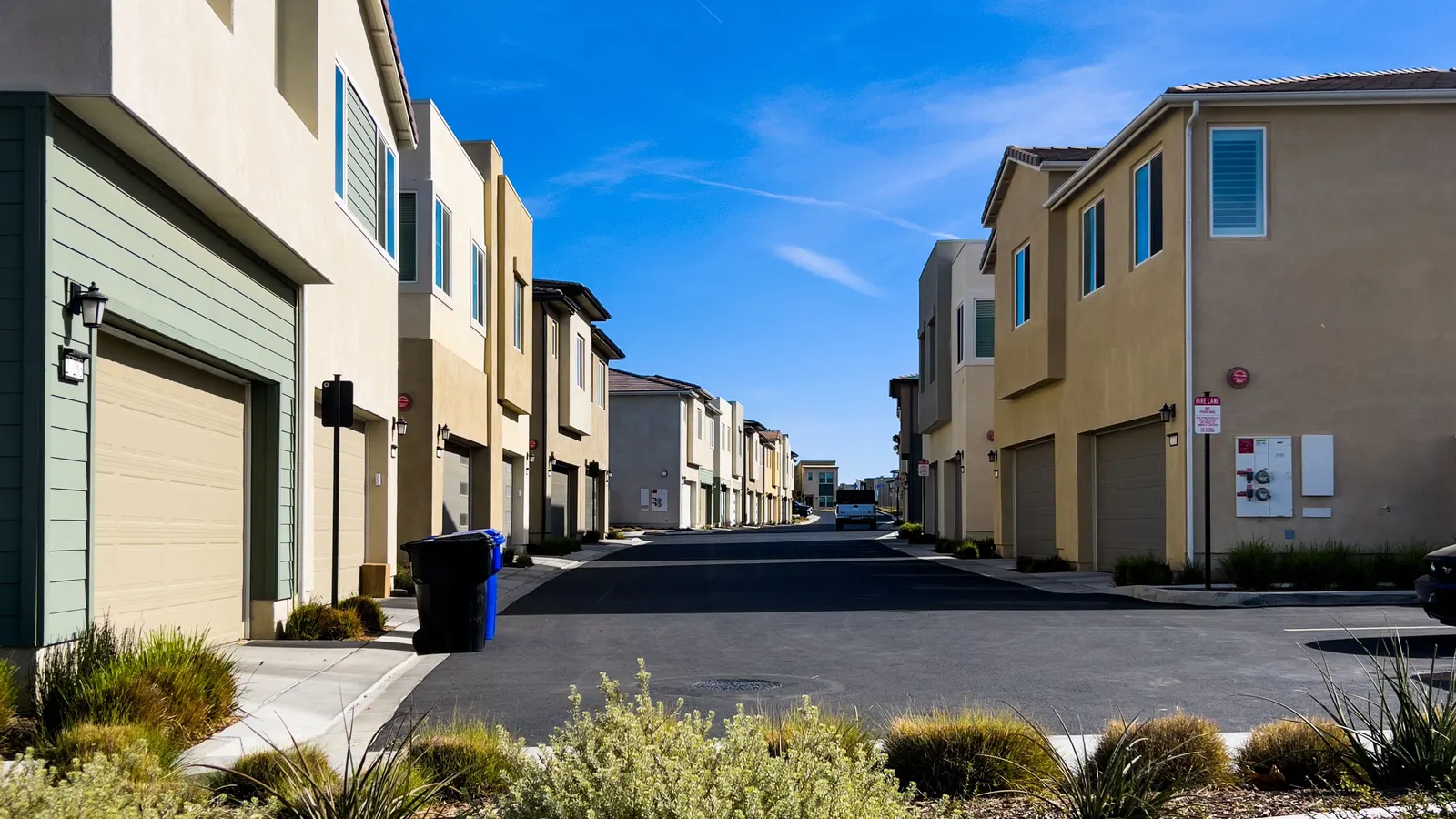 Row of houses along a quiet suburban residential street